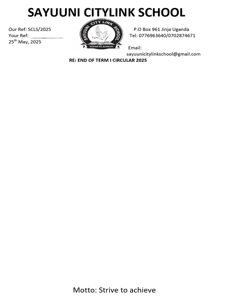 End of Term I Circular 2025 | PDF