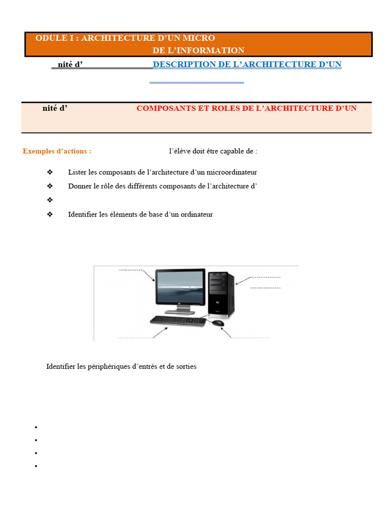 Architecture et composants d'un micro-ordinateur | PDF | Mémoire ...
