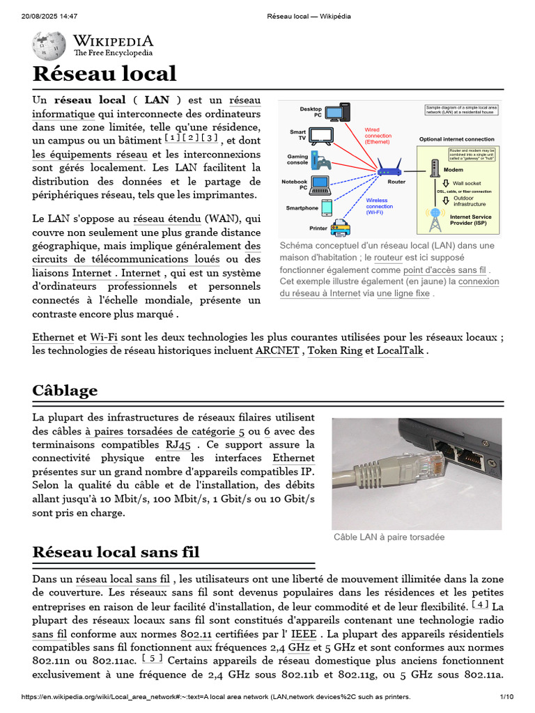 Schéma d'un réseau local (LAN) | PDF | Wi-Fi | Transmission des données