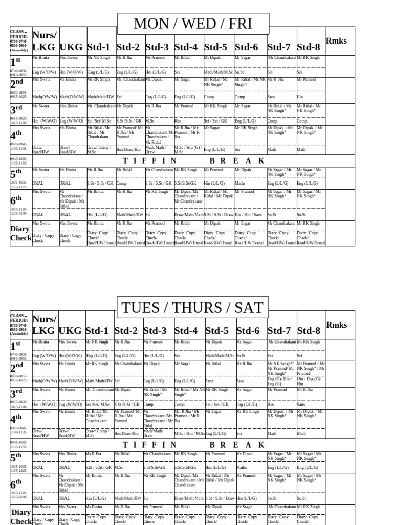 School Class Schedule Overview | PDF