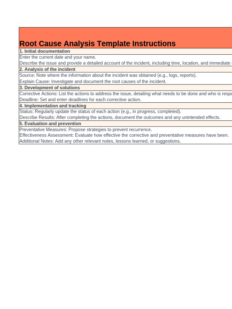 Root Cause Analysis Template Guide | PDF | Cognition
