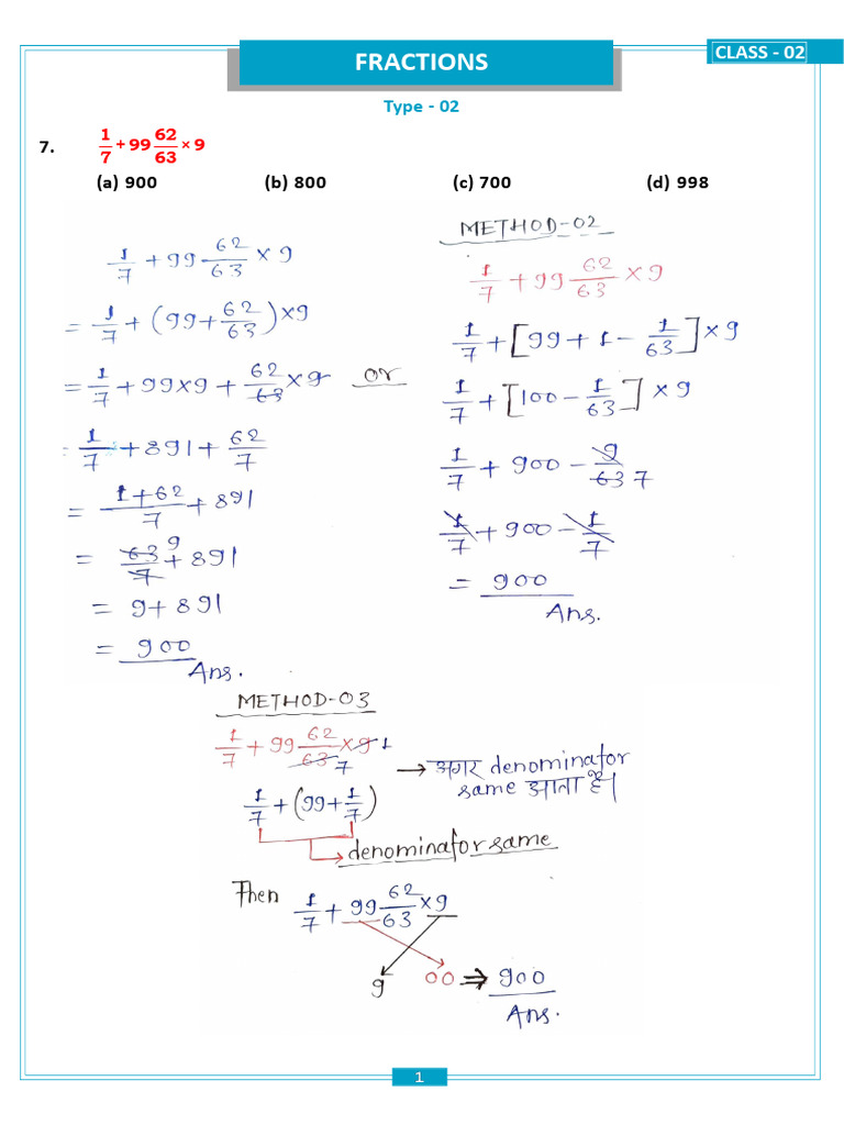 Fraction Problems and Solutions | PDF | Arithmetic | Elementary Mathematics
