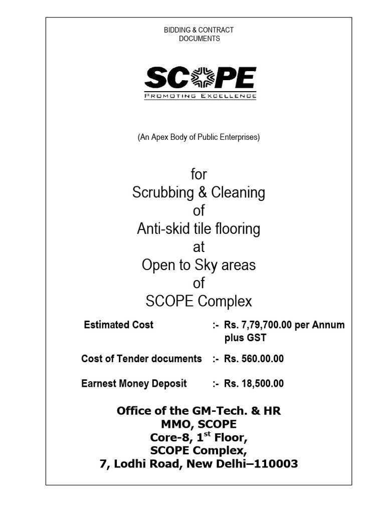 Tender for Scrubbing Anti-Skid Flooring | PDF | Breach Of Contract ...