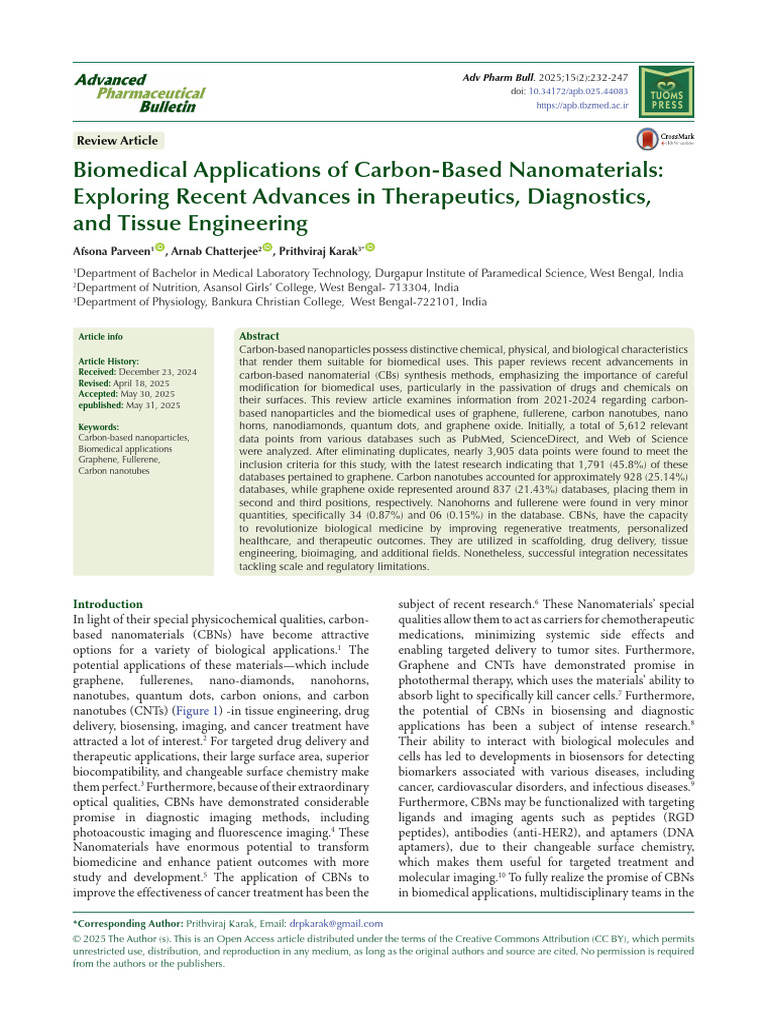 Biomedical Uses of Carbon Nanomaterials | PDF | Biosensor | Carbon Nanotube