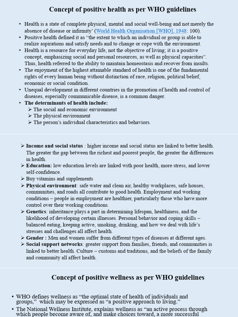 WHO Guidelines on Positive Health & Wellness | PDF | Well Being | Feeling