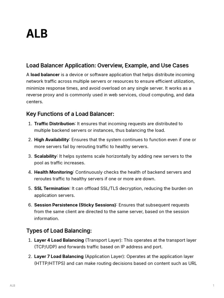 Load Balancer Application Overview | PDF | Load Balancing (Computing ...