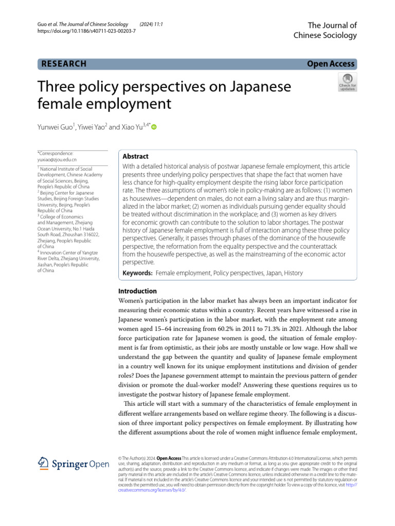 Japanese Female Employment Policies Analysis | PDF | Employment ...