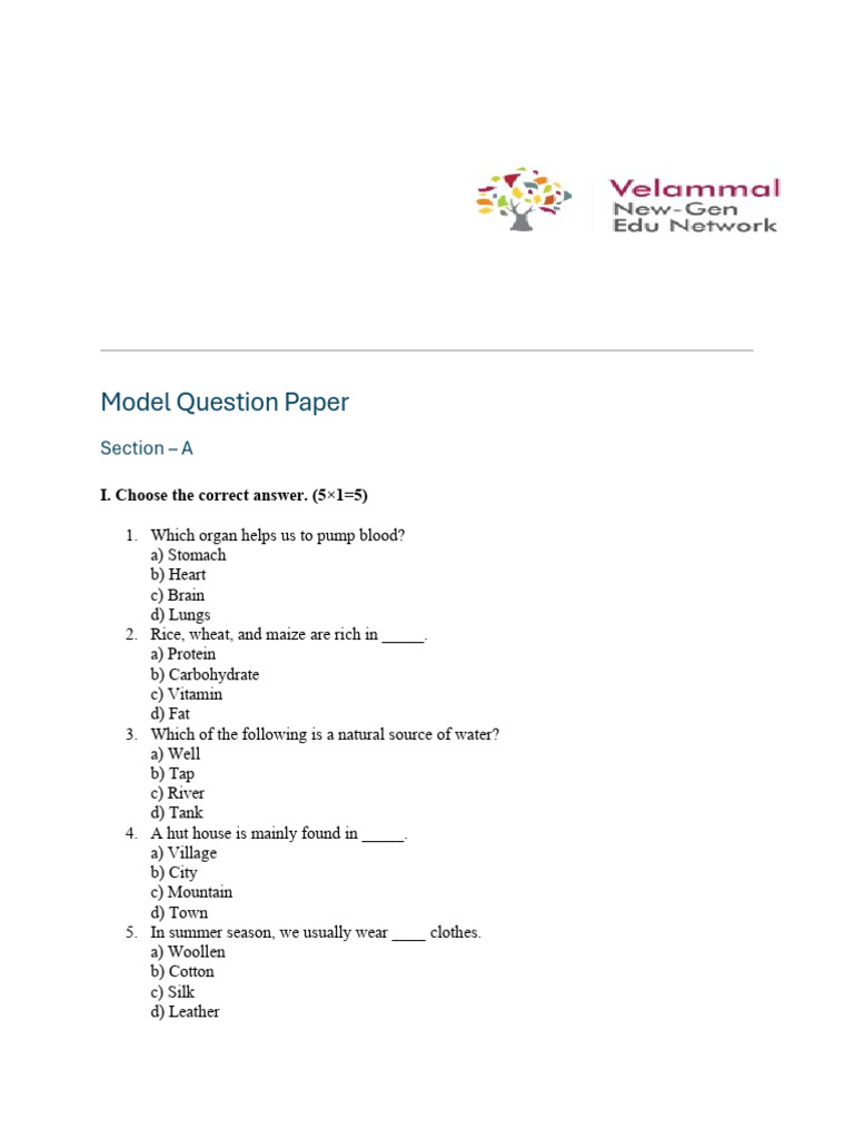 Model Question Paper for Science Exam | PDF