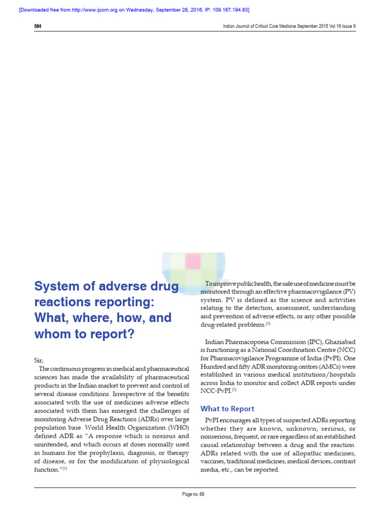 System of Adverse Drug Reactions Reporting What WH | PDF | Health ...