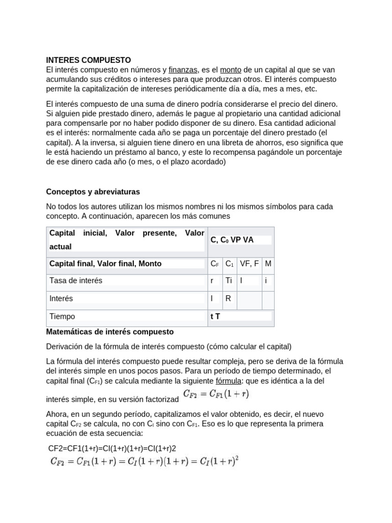 Interes Compuesto | PDF | Interés compuesto | Interés