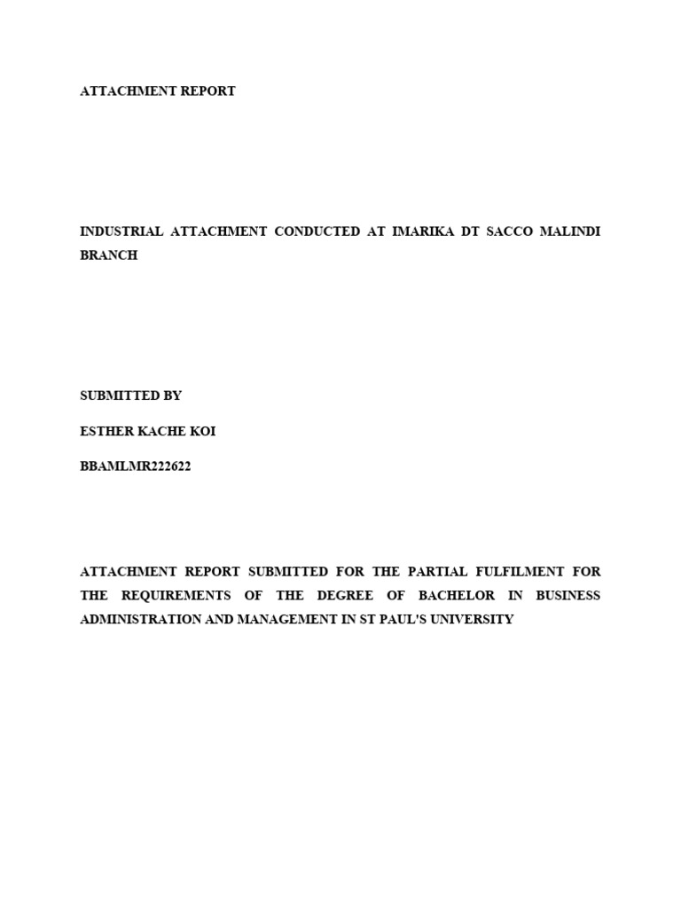 Industrial Attachment Report at Imarika Sacco | PDF | Human Resources ...