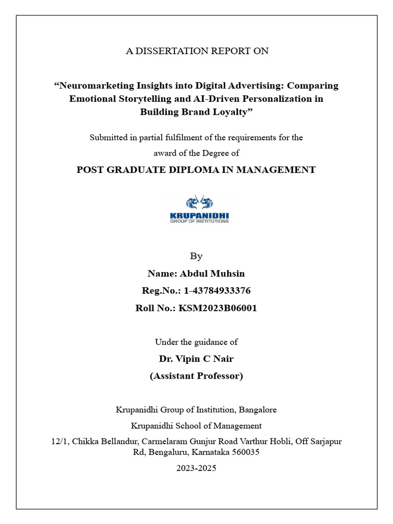 Abdul Muhsin Dissertation Project Final | PDF | Brand | Advertising