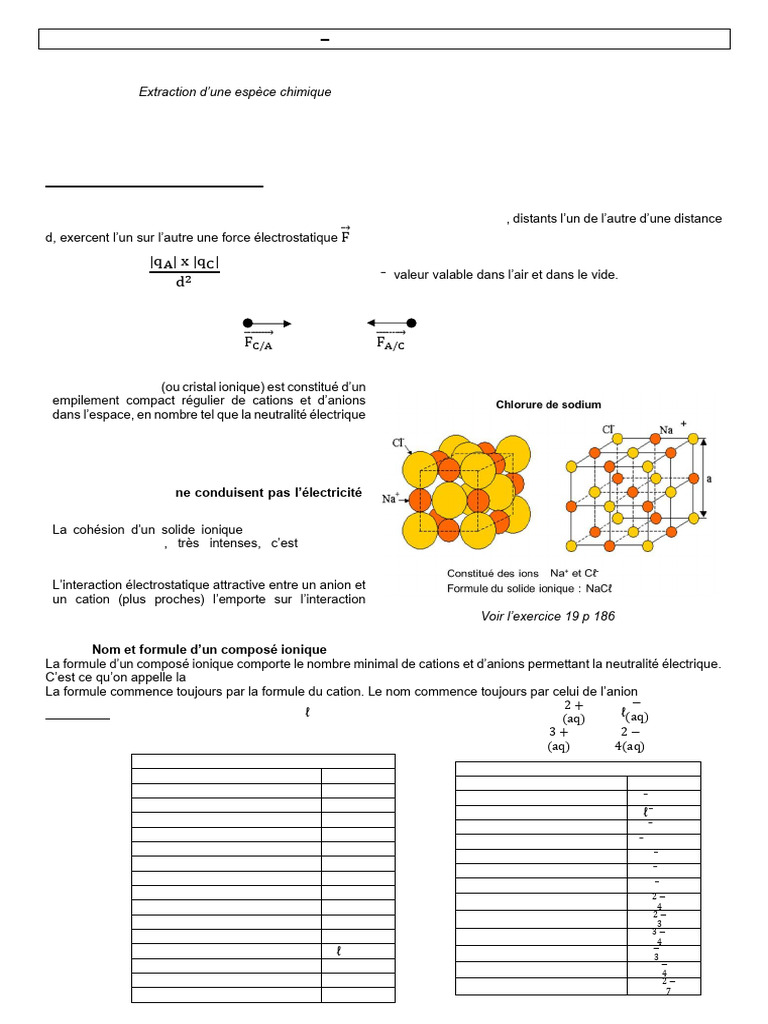 Cohésion de la matière et solides ioniques | PDF | Liaison chimique ...