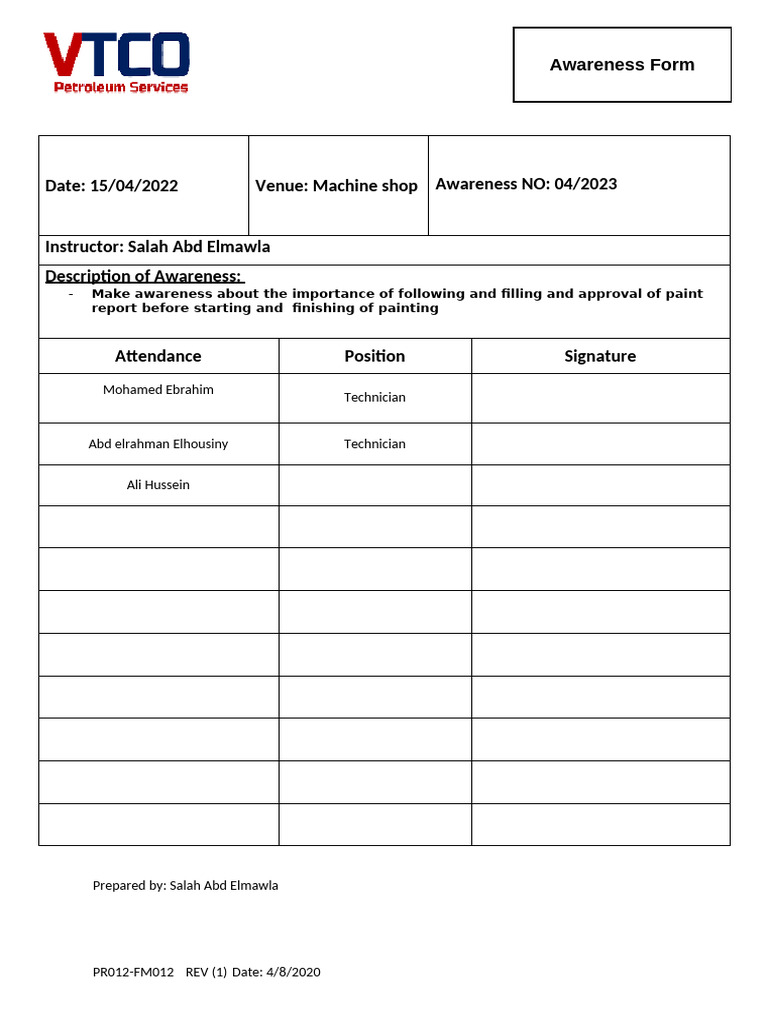 Paint Report Awareness Training | PDF