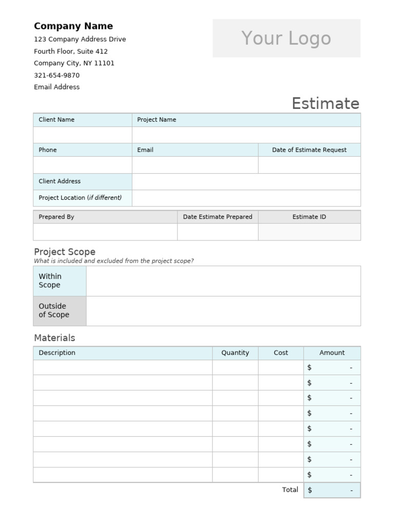 IC Simple Construction Estimate Template 10964 | PDF