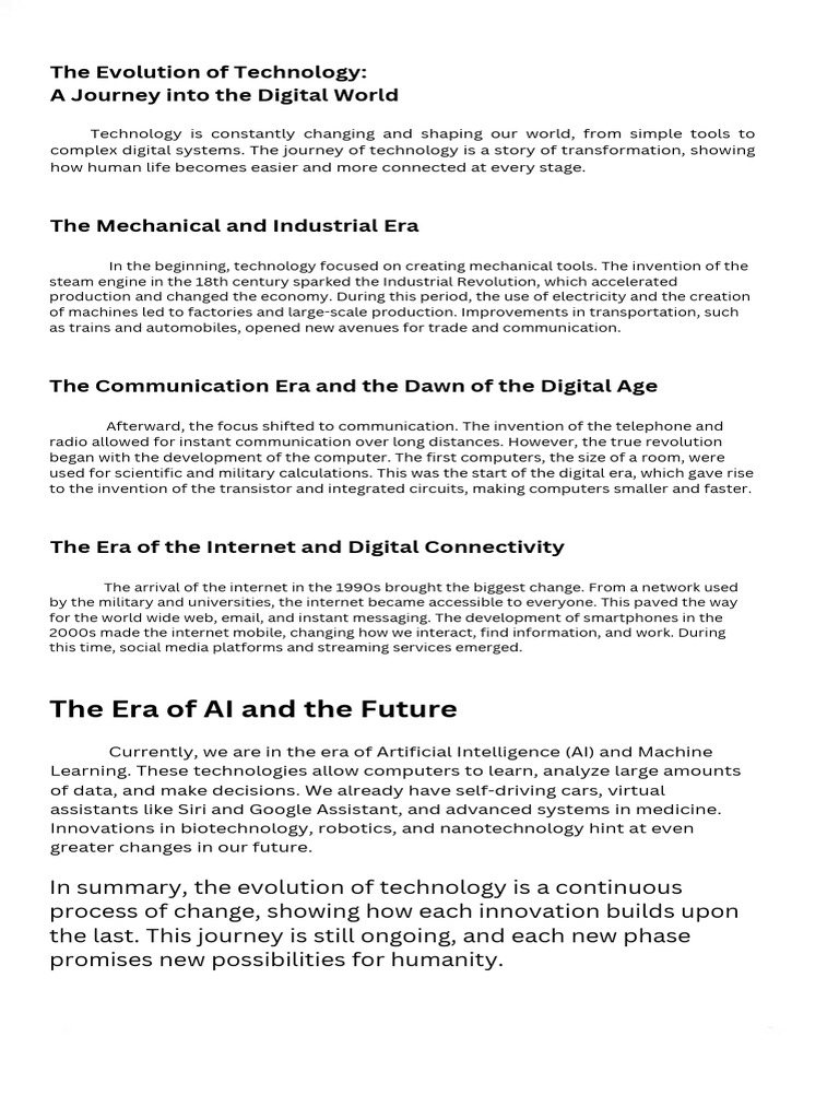 Evolution of Technology Through Eras | PDF