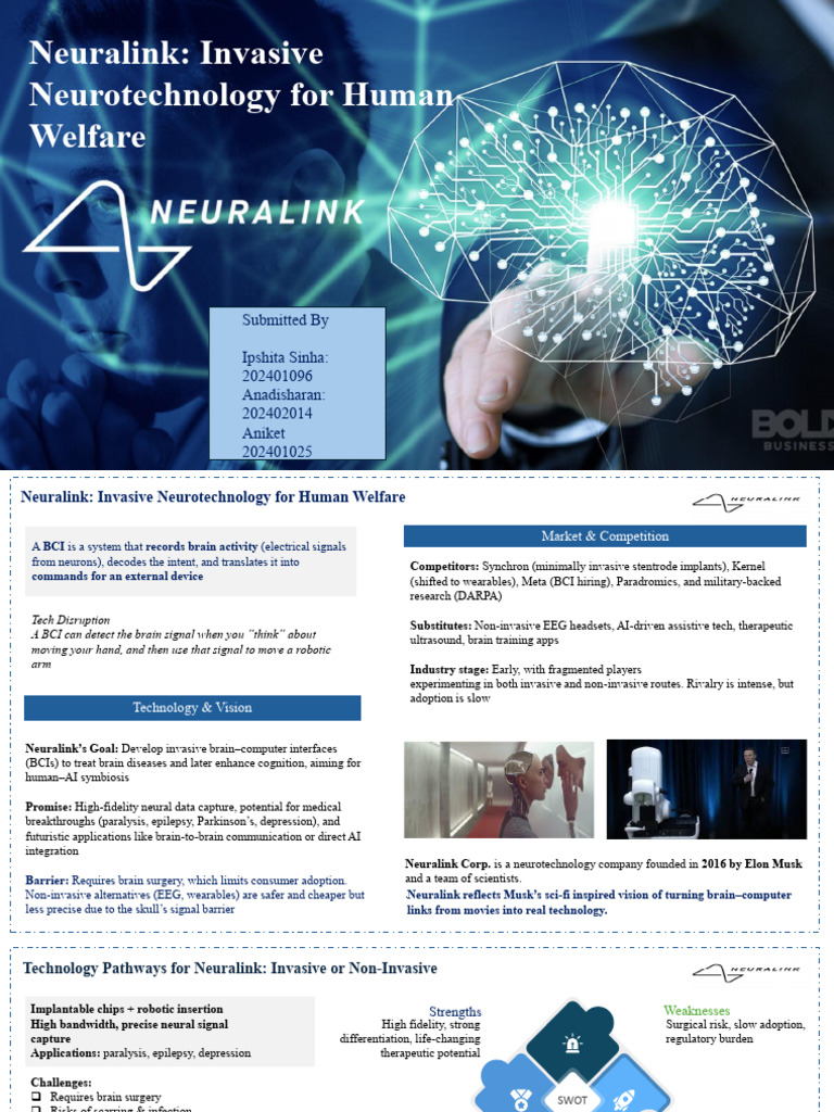 Neuralink's Invasive BCI Strategy Overview | PDF | Medicine | Neuroscience