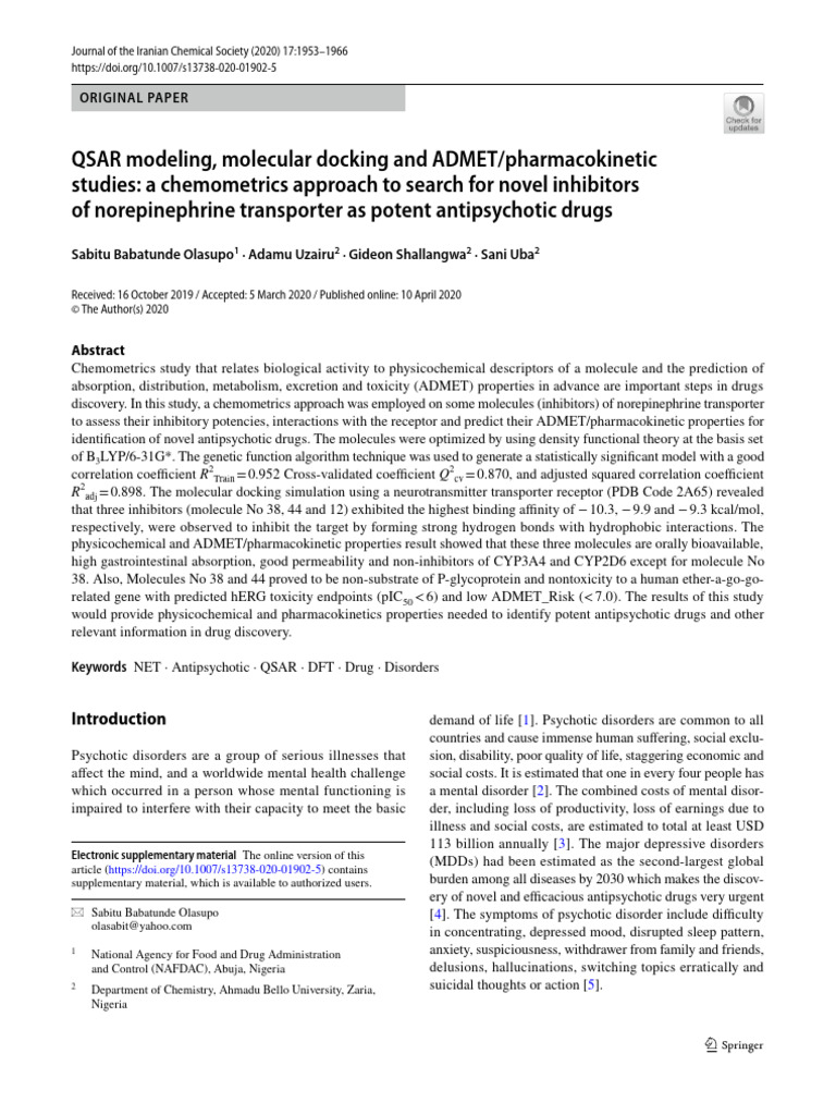 QSAR and Docking for Antipsychotic Inhibitors | PDF | Quantitative ...