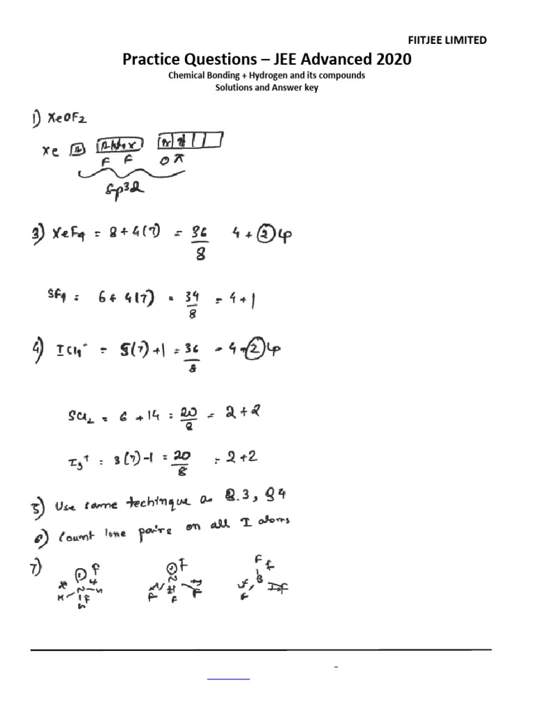 JEE Advanced 2020 Practice Questions | PDF