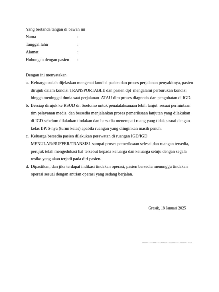 Surat Pernyataan Rujuk Rsds | PDF