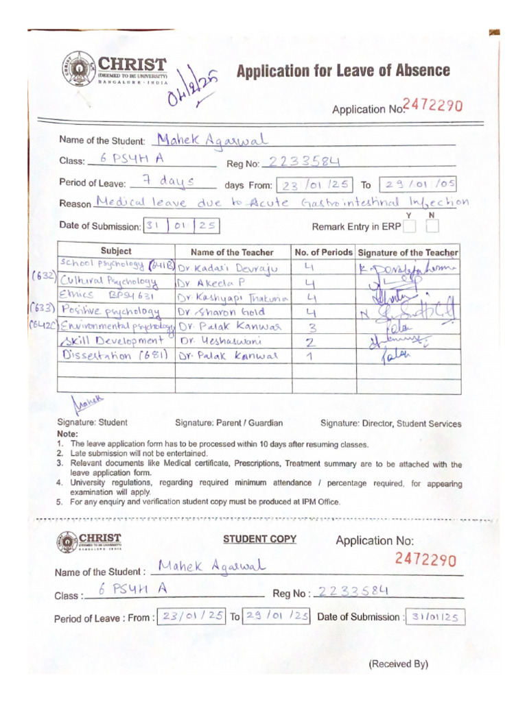 Application For Leave of Absence | PDF