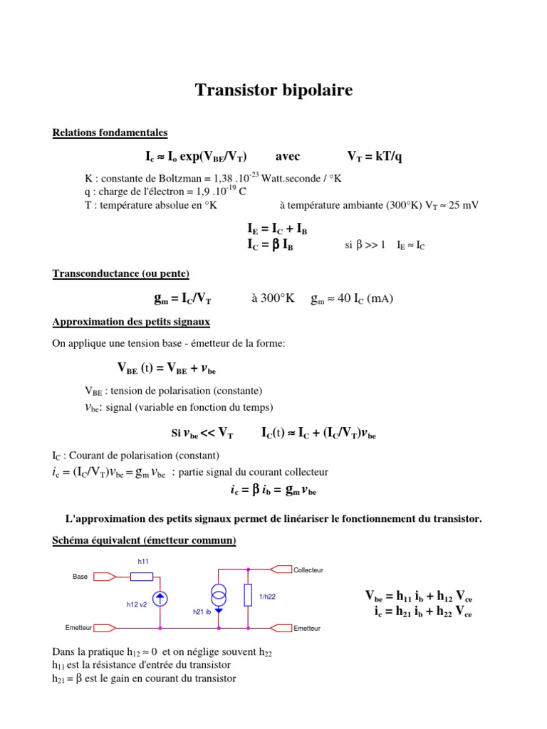 Formula Ire Transistor Bipolaire Transistor bipolaire Amplificateur électronique