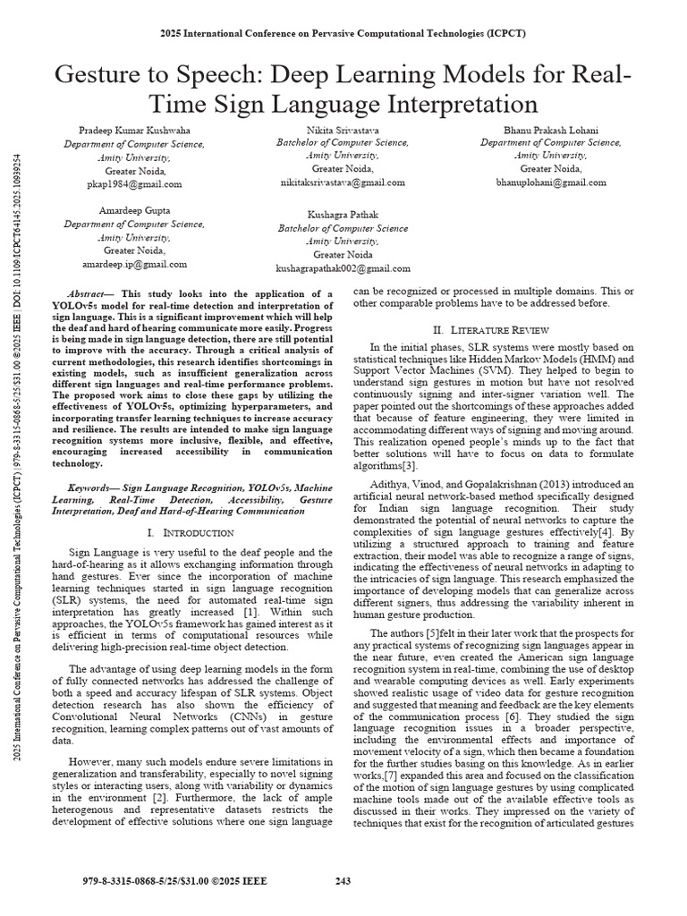 Real-Time Sign Language Recognition with YOLOv5s | PDF | Deep Learning ...