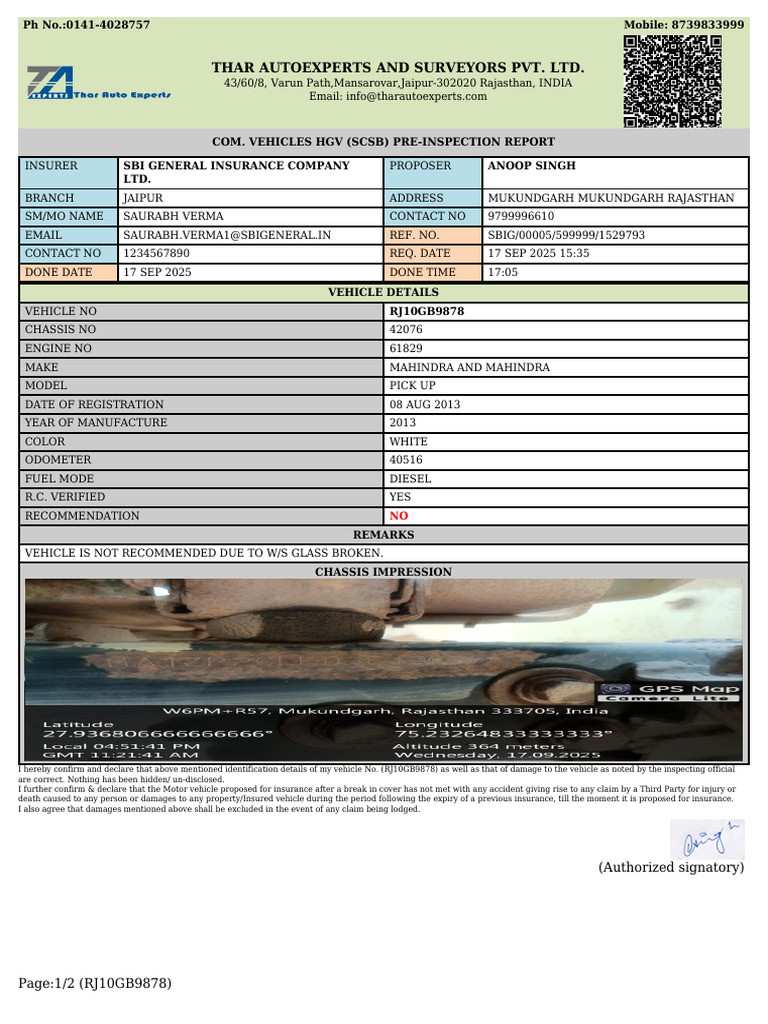 HGV Pre-Inspection Report for Mahindra | PDF | Sports Cars | Car Body ...