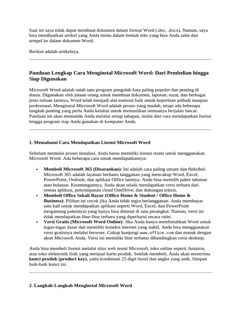 Panduan Instalasi Microsoft Word | PDF