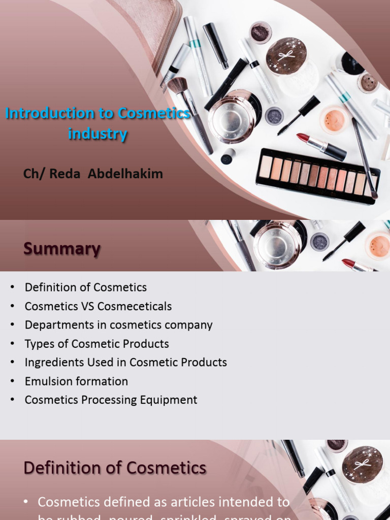 Overview of Cosmetics and Ingredients | PDF | Emulsion | Surfactant