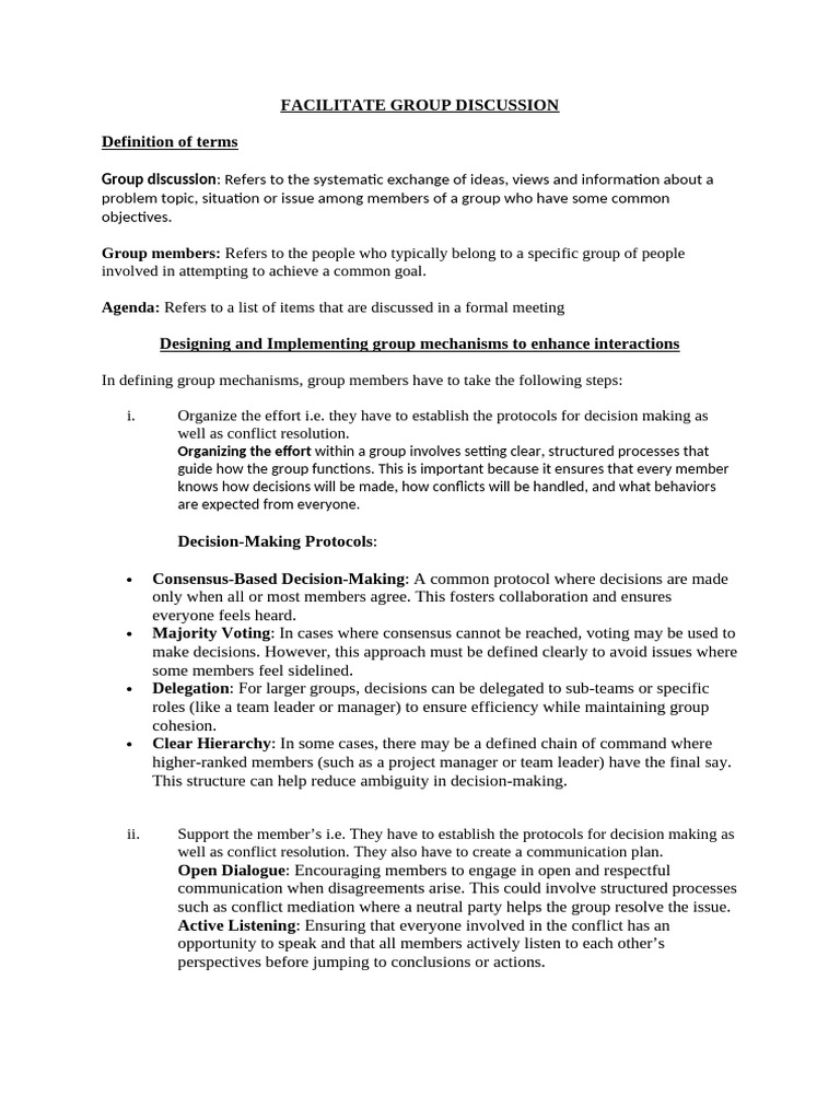 Facilitate Group Discussion | PDF | Communication | Nonverbal Communication