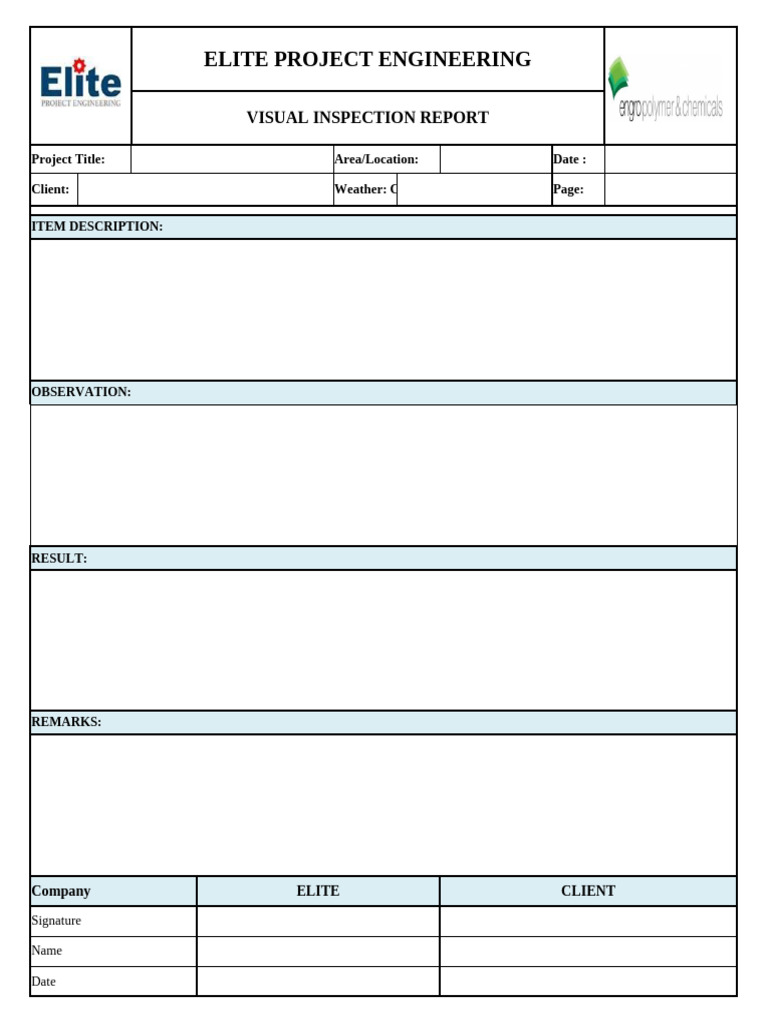 Elite Project Visual Inspection Report | PDF