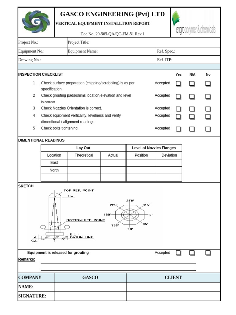 51-Vertical Equipment Installation Report | PDF