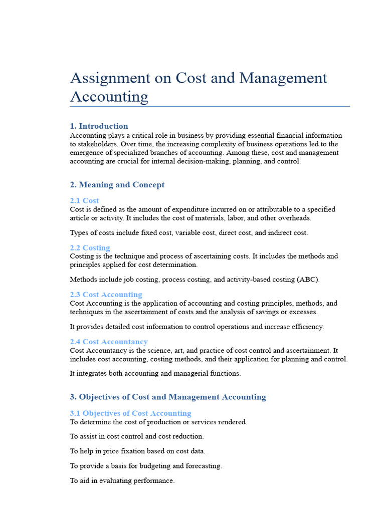 Cost and Management Accounting Assignment Expanded | PDF | Cost ...