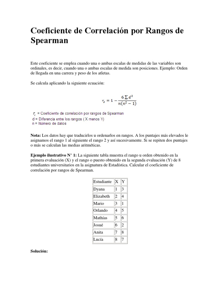 Coeficiente de Correlación Por Rangos de Spearman | PDF | Dispersión ...