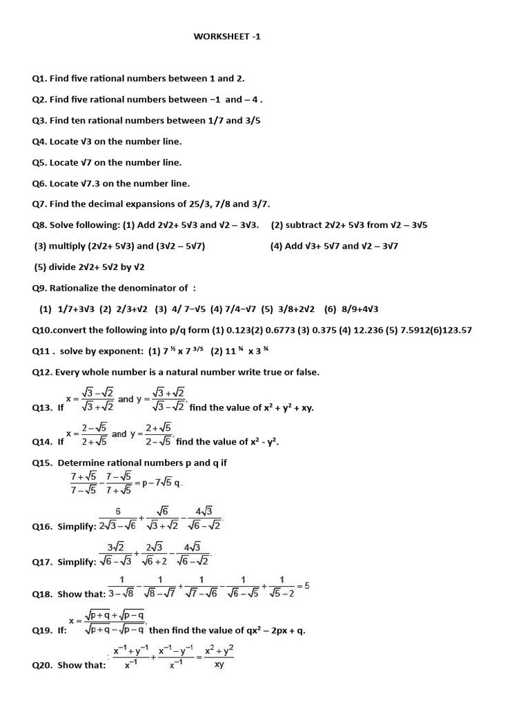 Rational Numbers and Geometry Worksheet | PDF | Cartesian Coordinate ...
