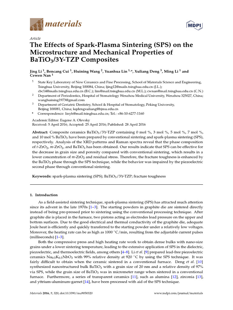 The Effects of Spark-Plasma Sintering (SPS) On The Microstructure and ...