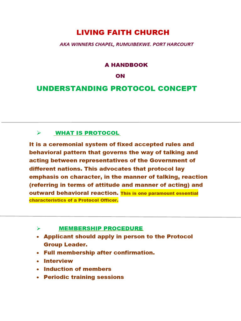 Protocol Officer Handbook for Church | PDF