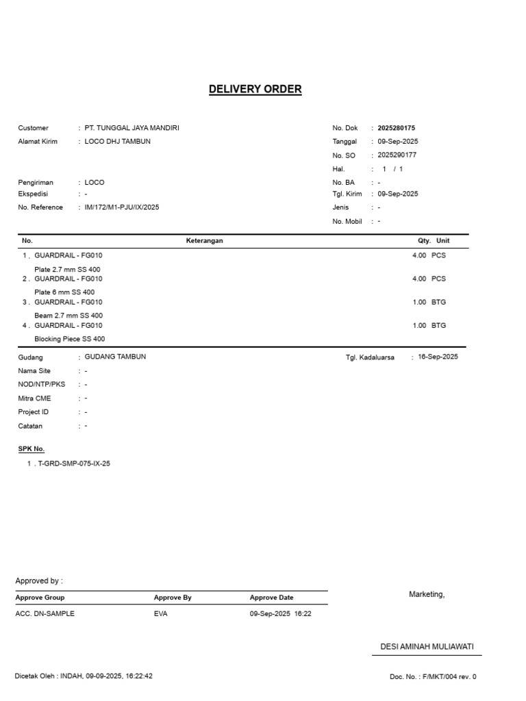Delivery Order for Guardrail Shipment | PDF
