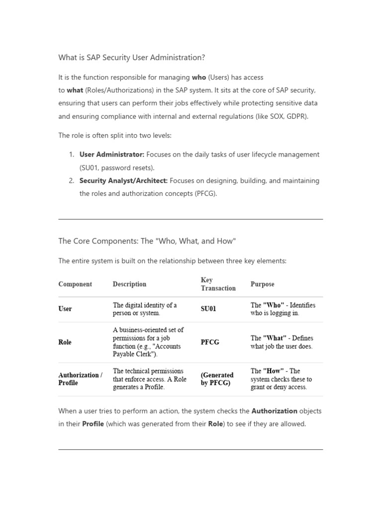 SAP Security User Administration Overview | PDF | User (Computing ...