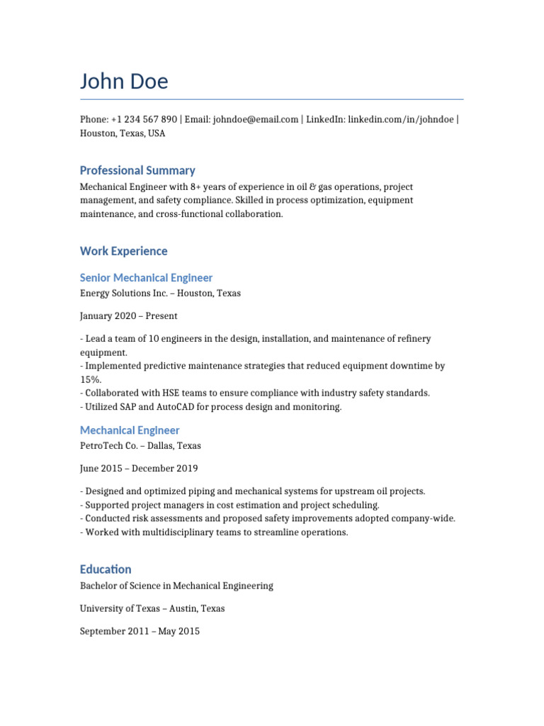 Shell Resume Template | PDF
