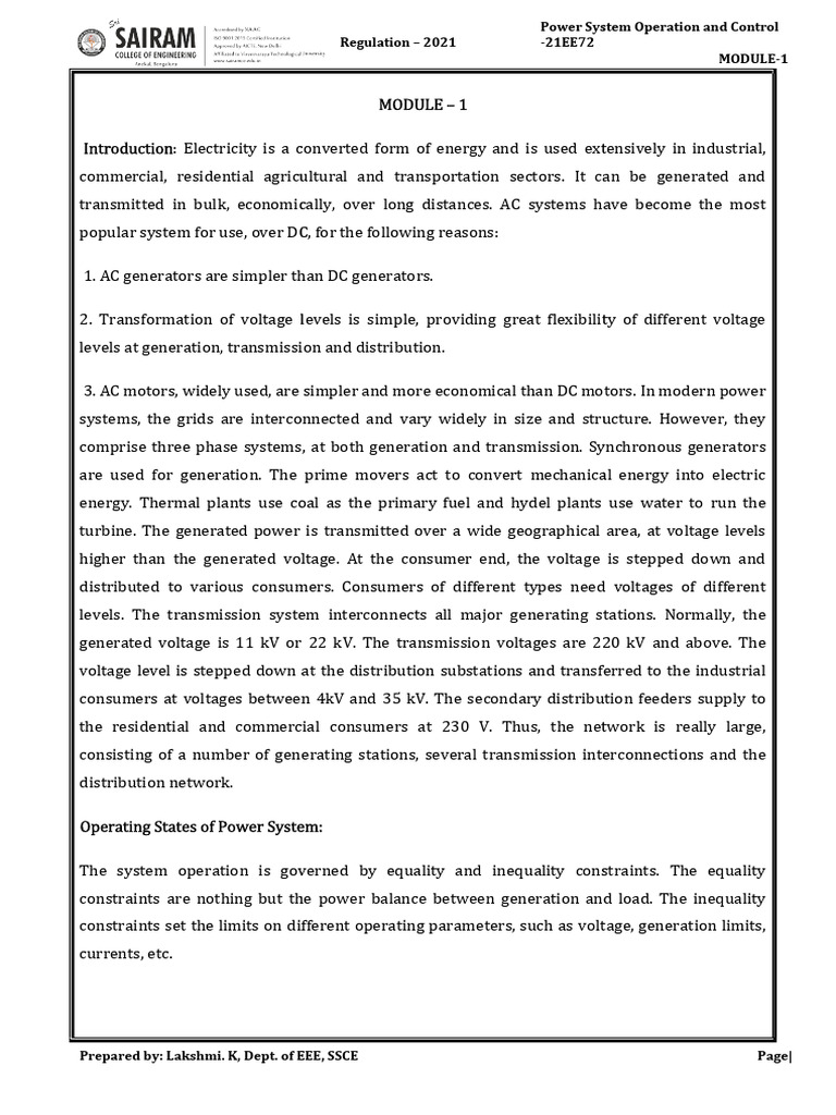 Power System Operation Overview | PDF | Electric Power Transmission ...