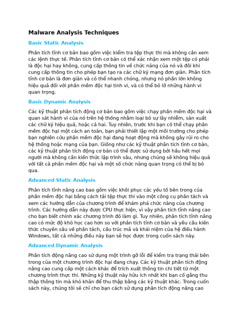 Malware Analysis Techniques | PDF