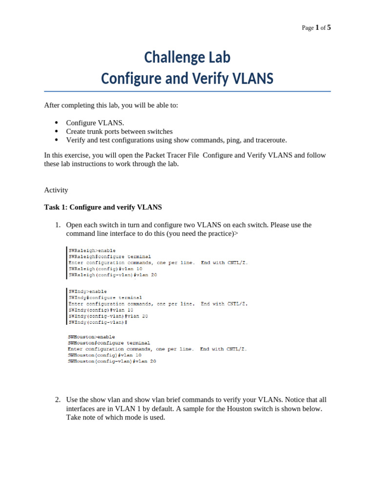 VLAN Configuration in Packet Tracer | PDF | Router (Computing ...
