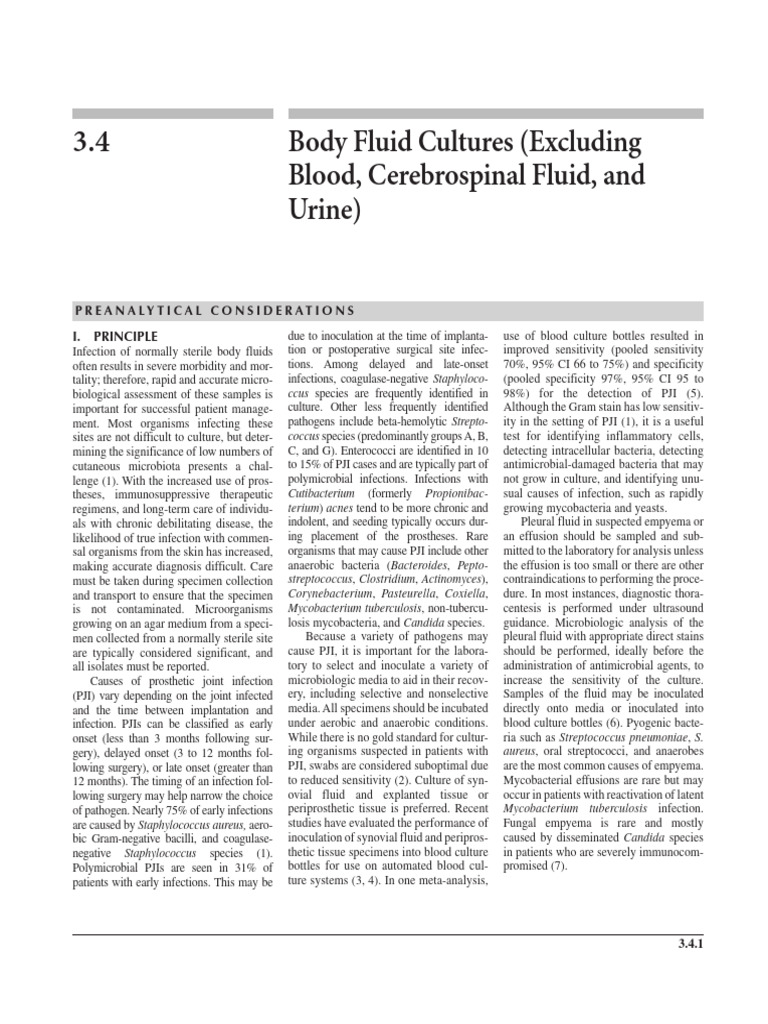 Body Fluid Culture Guidelines for Infection | PDF | Peritoneum | Infection