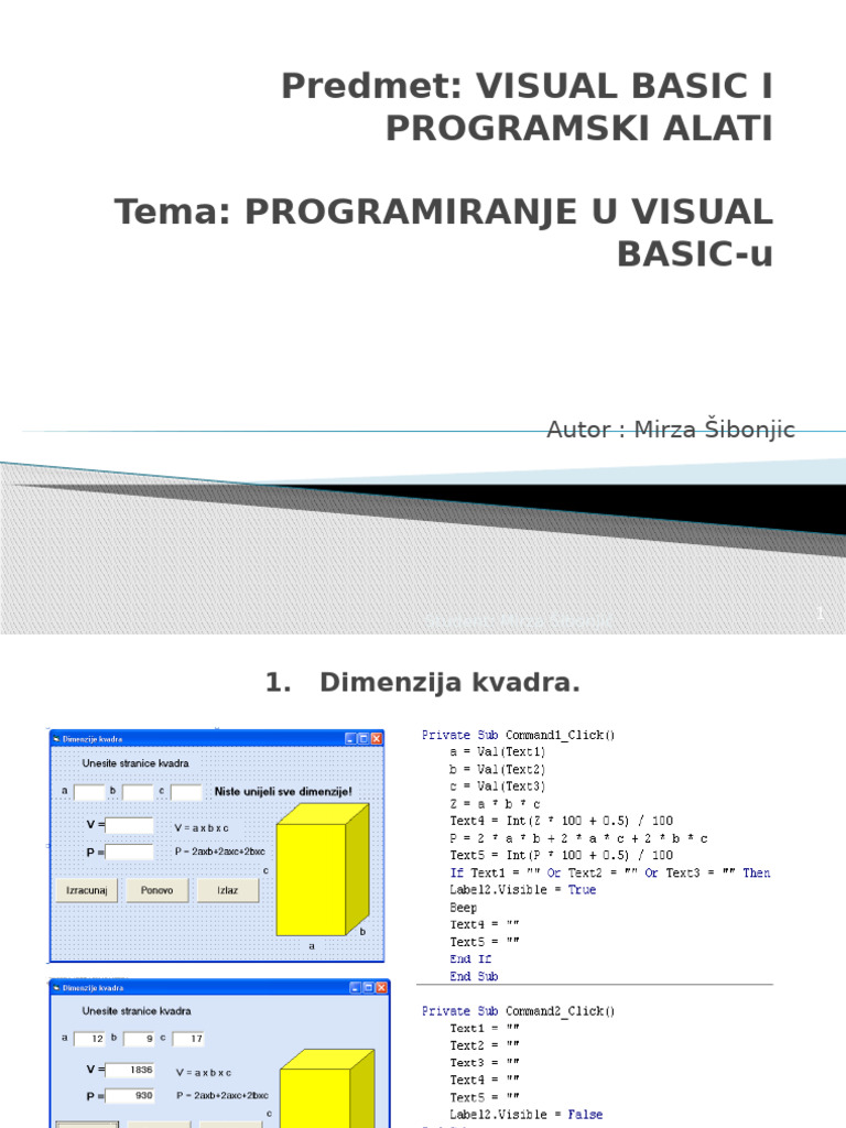 Visual Basic Programming Exercises | PDF