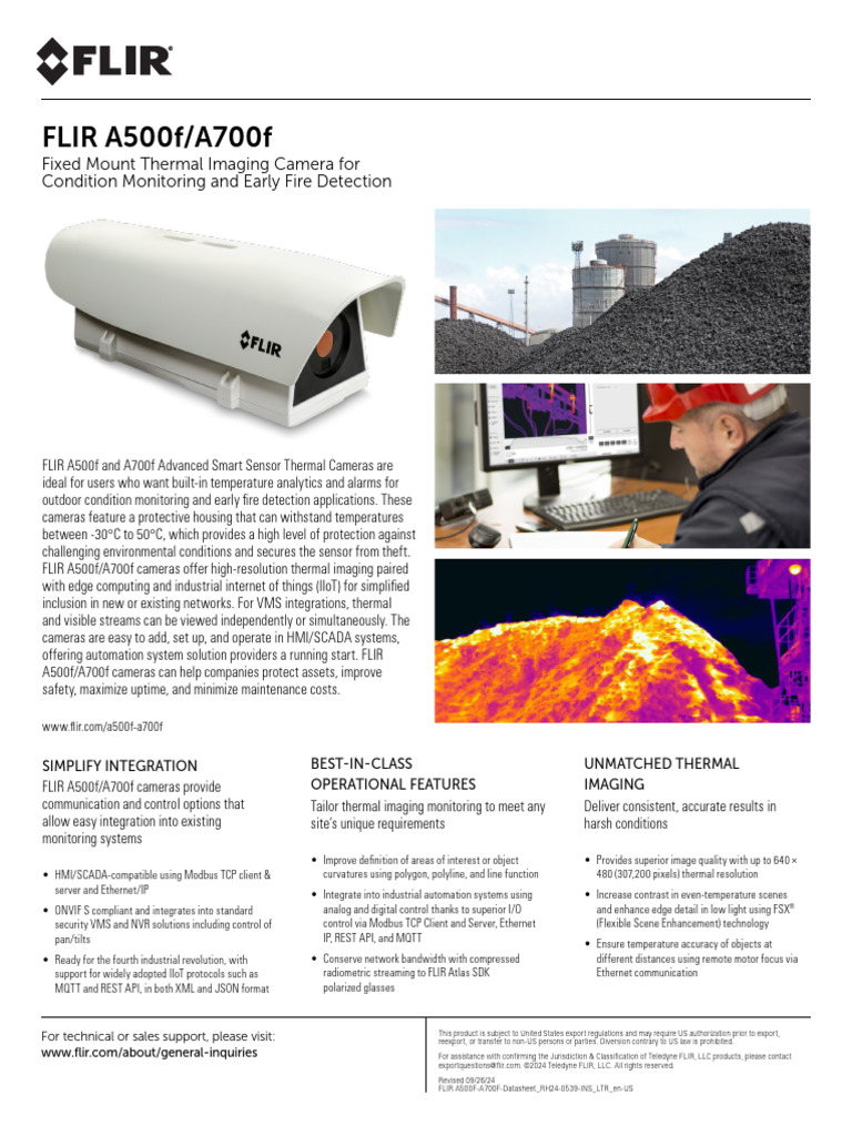 Flir A500f A700f Datasheet LTR en Us | PDF | Thermography | Camera