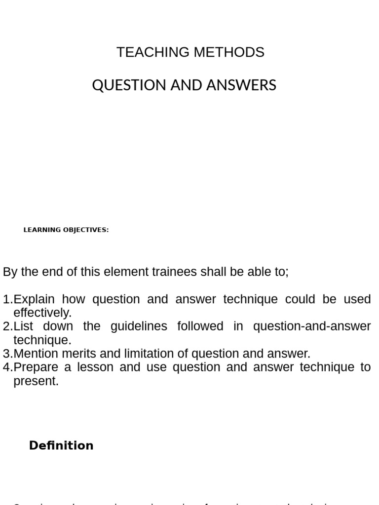 Effective Question and Answer Techniques | PDF | Teaching Method | Learning