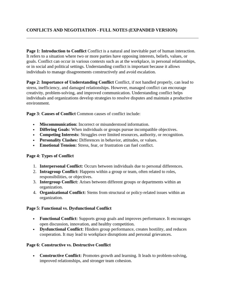 Conflict Management and Negotiation Guide | PDF | Negotiation ...