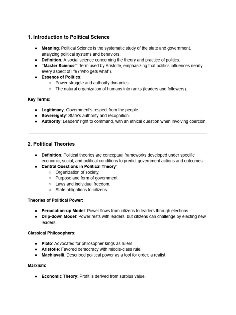 POL 101 Mid Notes | PDF | Modernization Theory | Communism